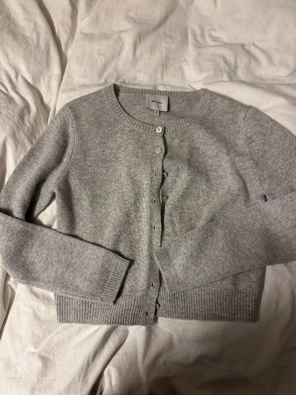 reformation clara cardigan light grey XS like new